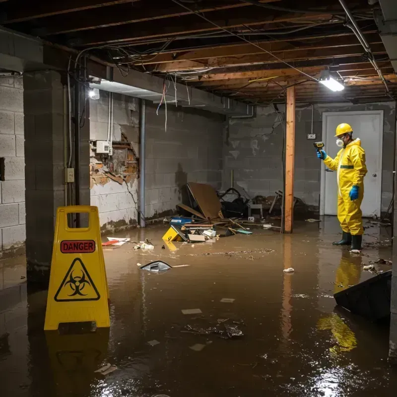 Flooded Basement Electrical Hazard in Glen Alpine, NC Property